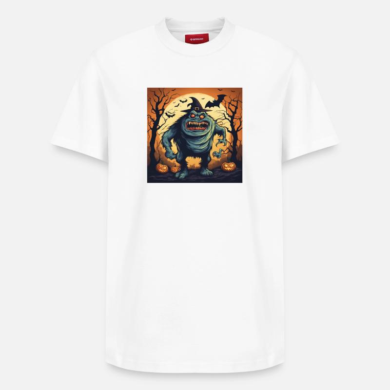 halloween, monstre effrayant, citrouille - T-shirt unisexe décontracté en coton Supima – de SPREAD - blanc