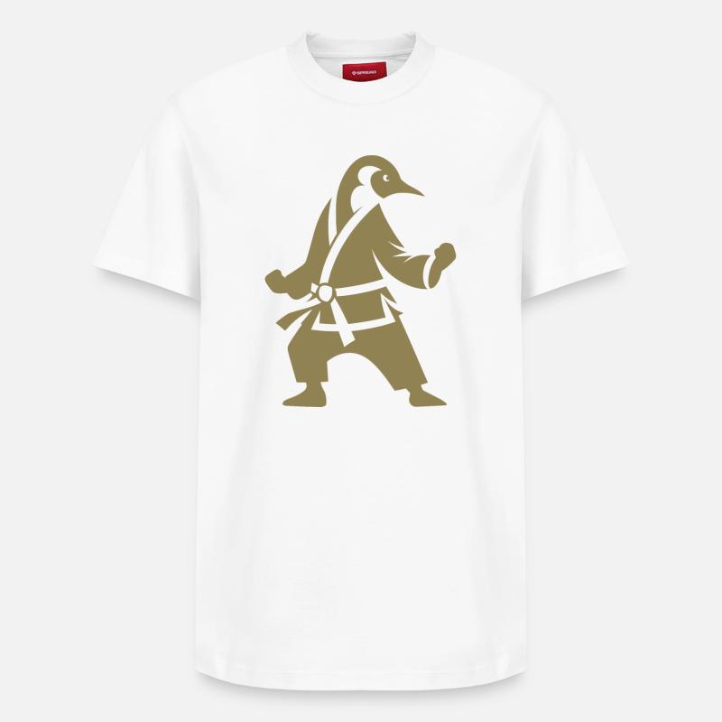 Pinguin Karate Kampfkunst Silhouette - Relaxed Unisex Supima Cotton T-Shirt – von SPREAD - Weiß