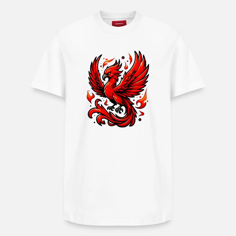 Phénix rouge - T-shirt unisexe décontracté en coton Supima – de SPREAD - blanc