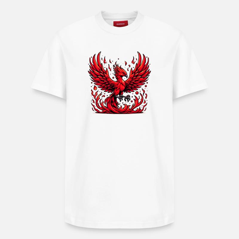 Phénix rouge - T-shirt unisexe décontracté en coton Supima – de SPREAD - blanc