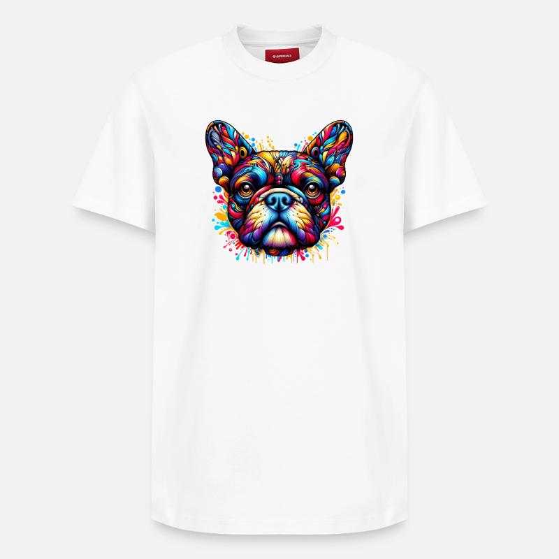 Bouledogue français Chien - T-shirt unisexe décontracté en coton Supima – de SPREAD - blanc