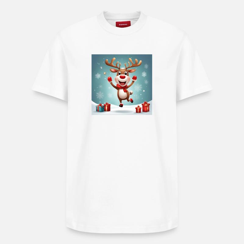 joyeux Noël, joyeuses fêtes; rennes - T-shirt unisexe décontracté en coton Supima – de SPREAD - blanc
