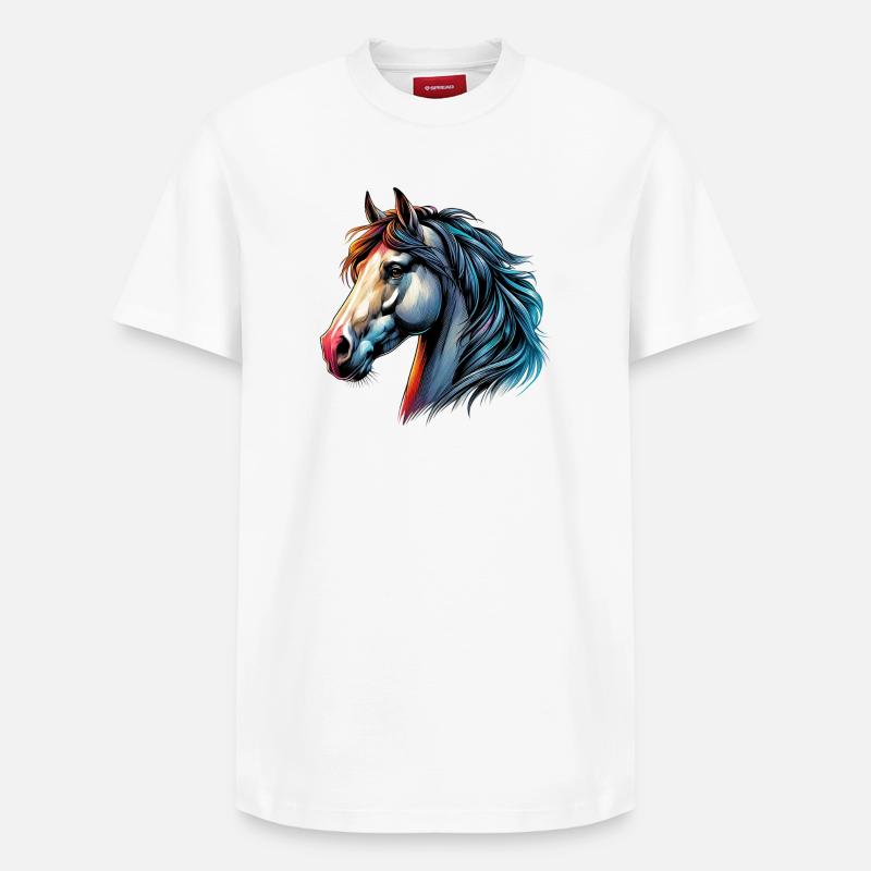 Pferd - Relaxed Unisex Supima Cotton T-Shirt – von SPREAD - Weiß