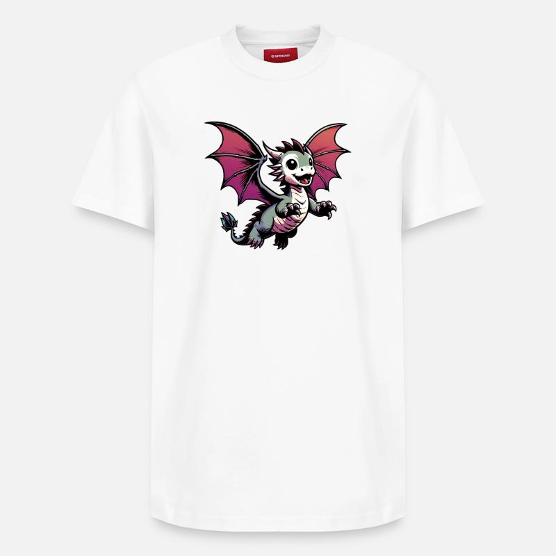 Drache - Relaxed Unisex Supima Cotton T-Shirt – von SPREAD - Weiß