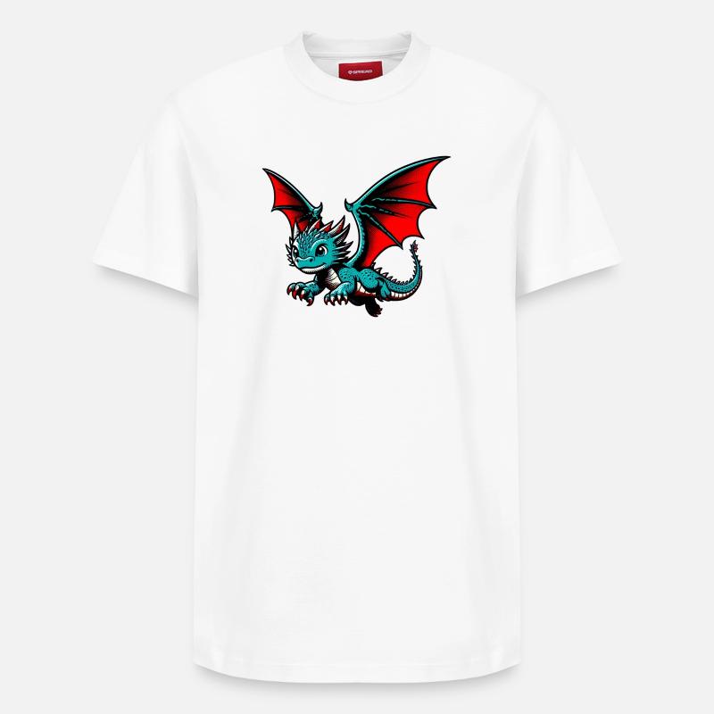 Drache - Relaxed Unisex Supima Cotton T-Shirt – von SPREAD - Weiß