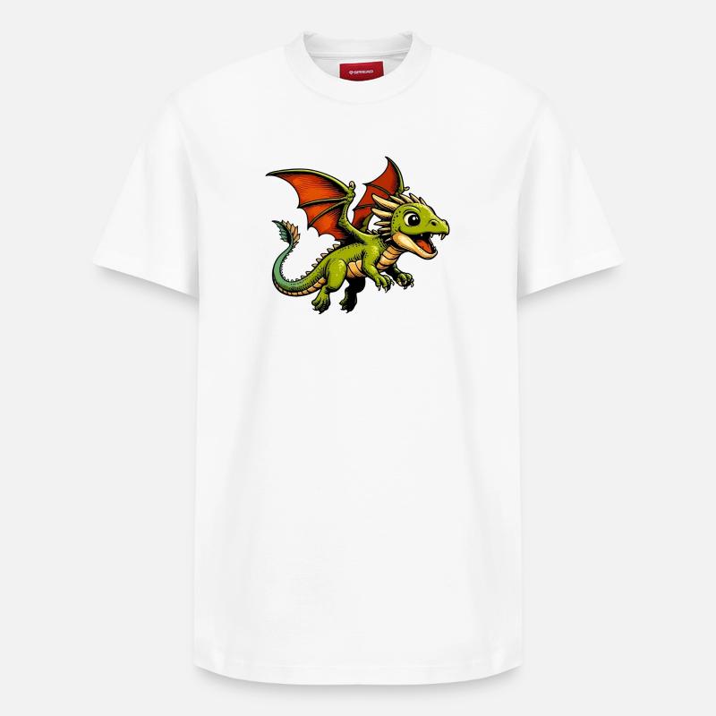 Drache - Relaxed Unisex Supima Cotton T-Shirt – von SPREAD - Weiß