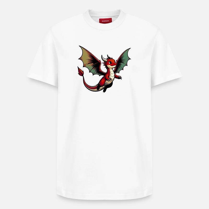 Drache - Relaxed Unisex Supima Cotton T-Shirt – von SPREAD - Weiß