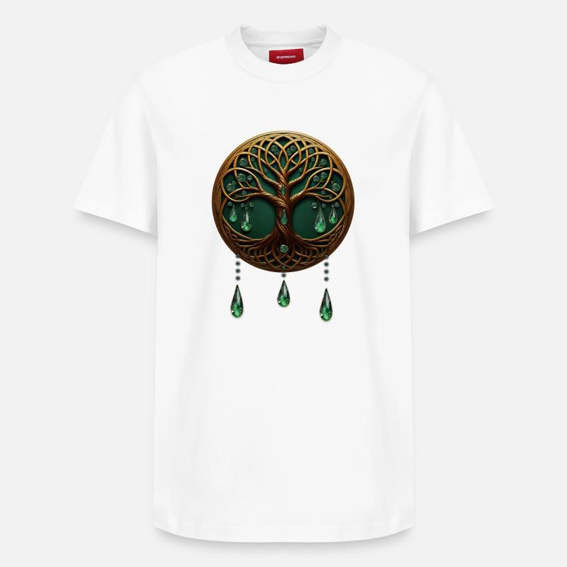 Arbre de vie stylisé - T-shirt unisexe décontracté en coton Supima – de SPREAD - blanc
