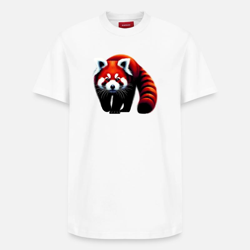 Panda roux - T-shirt unisexe décontracté en coton Supima – de SPREAD - blanc