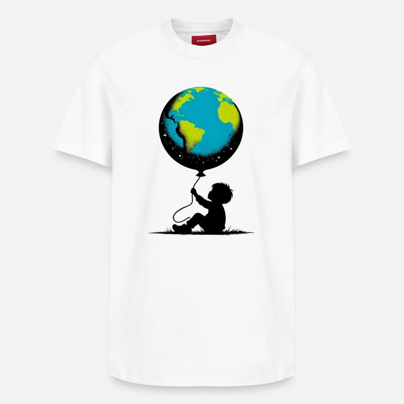 Planète Terre - T-shirt unisexe décontracté en coton Supima – de SPREAD - blanc