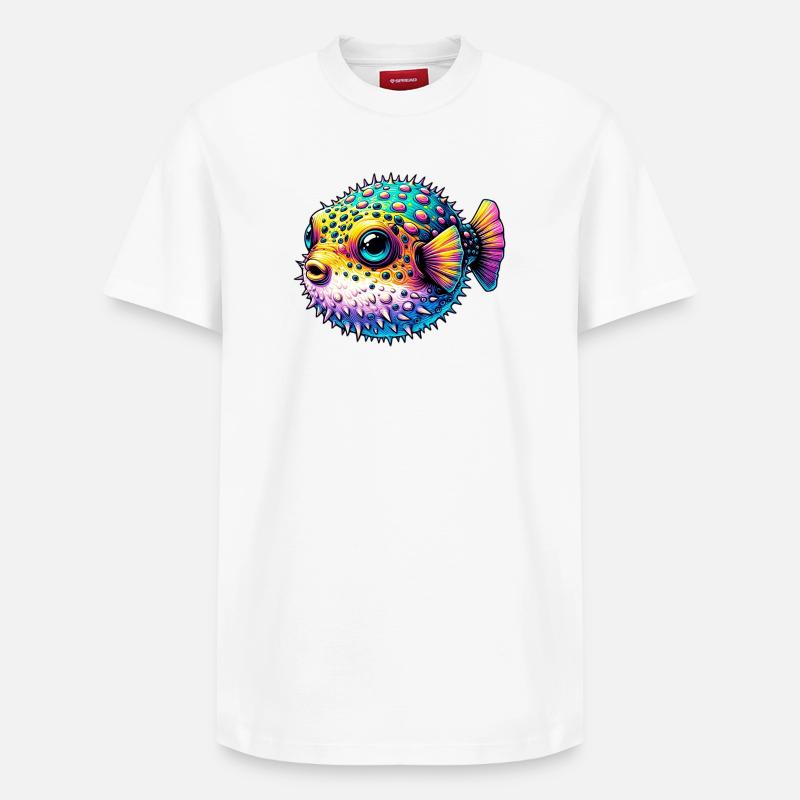 Kugelfisch - Relaxed Unisex Supima Cotton T-Shirt – von SPREAD - Weiß