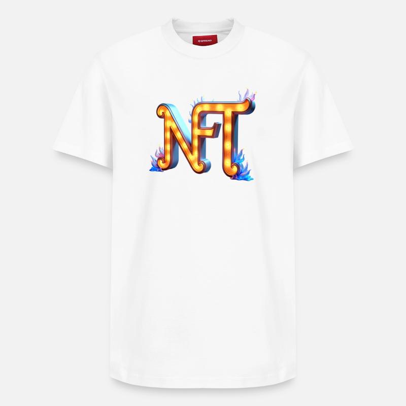 NFT in Lichtern – Leuchtendes Schilderdesign - Relaxed Unisex Supima Cotton T-Shirt – von SPREAD - Weiß