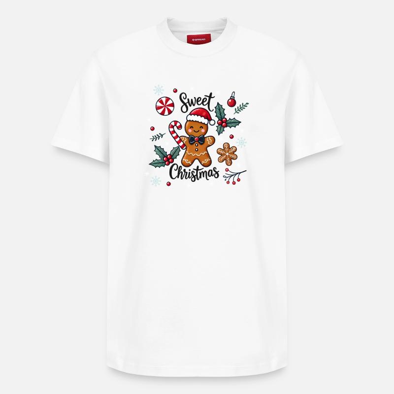 Fröhlicher Lebkuchenmann mit Zuckerstange - Relaxed Unisex Supima Cotton T-Shirt – von SPREAD - Weiß