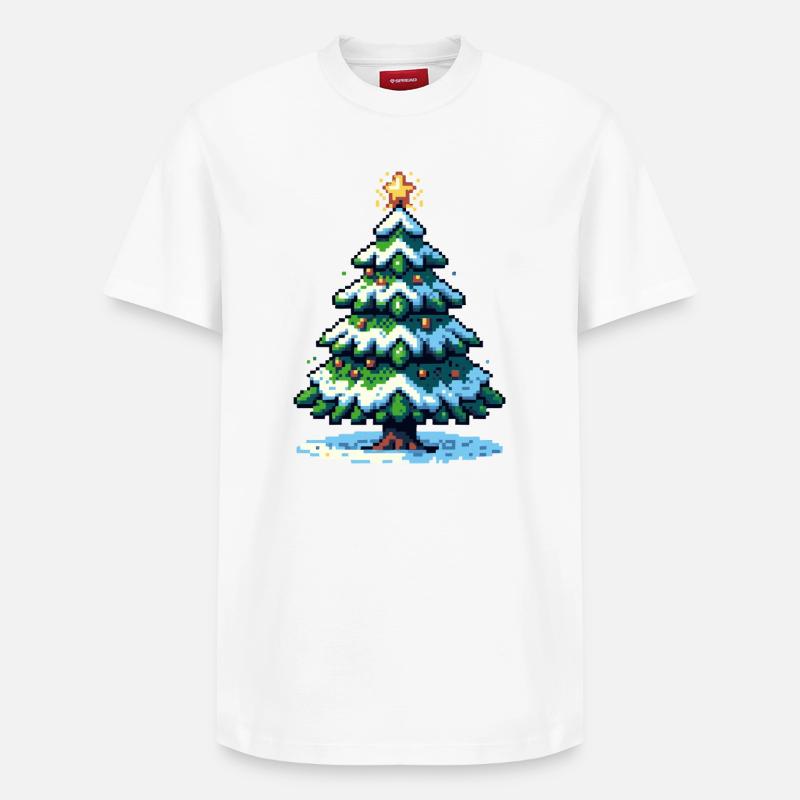 Pixel Weihnachtsbaum - Relaxed Unisex Supima Cotton T-Shirt – von SPREAD - Weiß