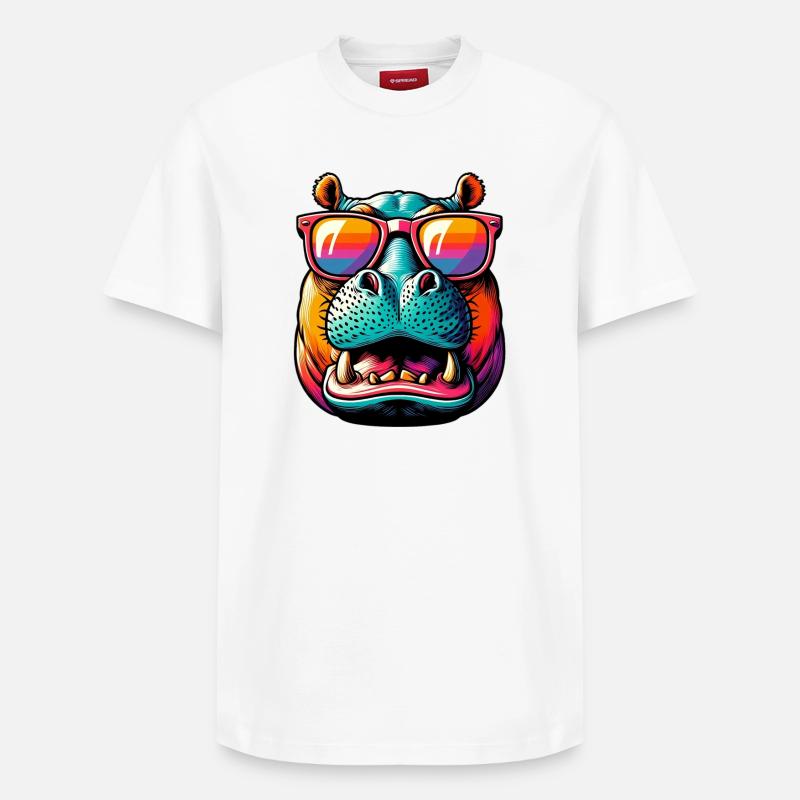 Hippopotame - T-shirt unisexe décontracté en coton Supima – de SPREAD - blanc