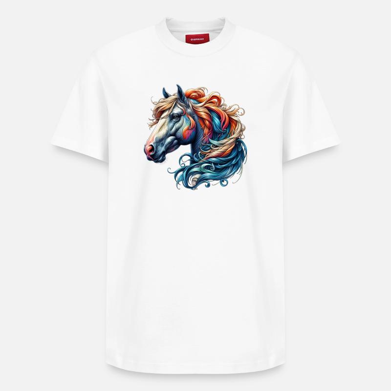 Pferd - Relaxed Unisex Supima Cotton T-Shirt – von SPREAD - Weiß