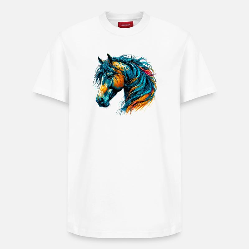 Pferd - Relaxed Unisex Supima Cotton T-Shirt – von SPREAD - Weiß