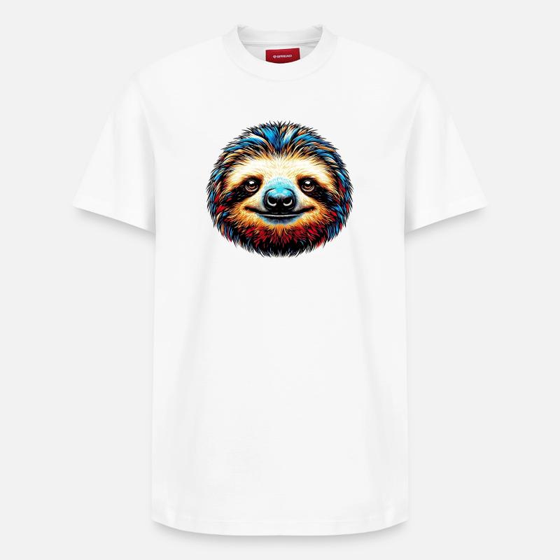 Faultier - Relaxed Unisex Supima Cotton T-Shirt – von SPREAD - Weiß