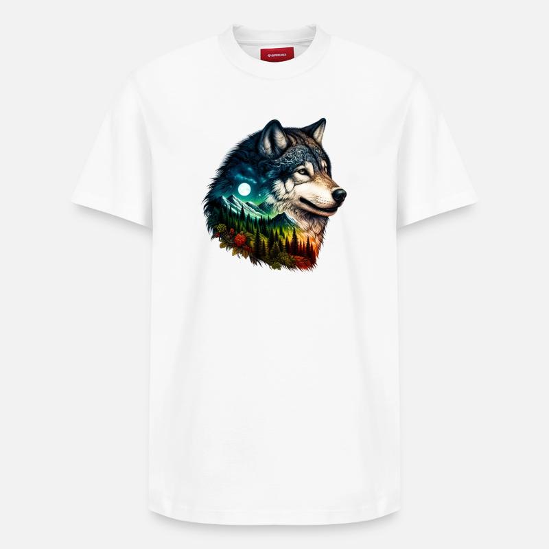 Wolf - Relaxed Unisex Supima Cotton T-Shirt – von SPREAD - Weiß