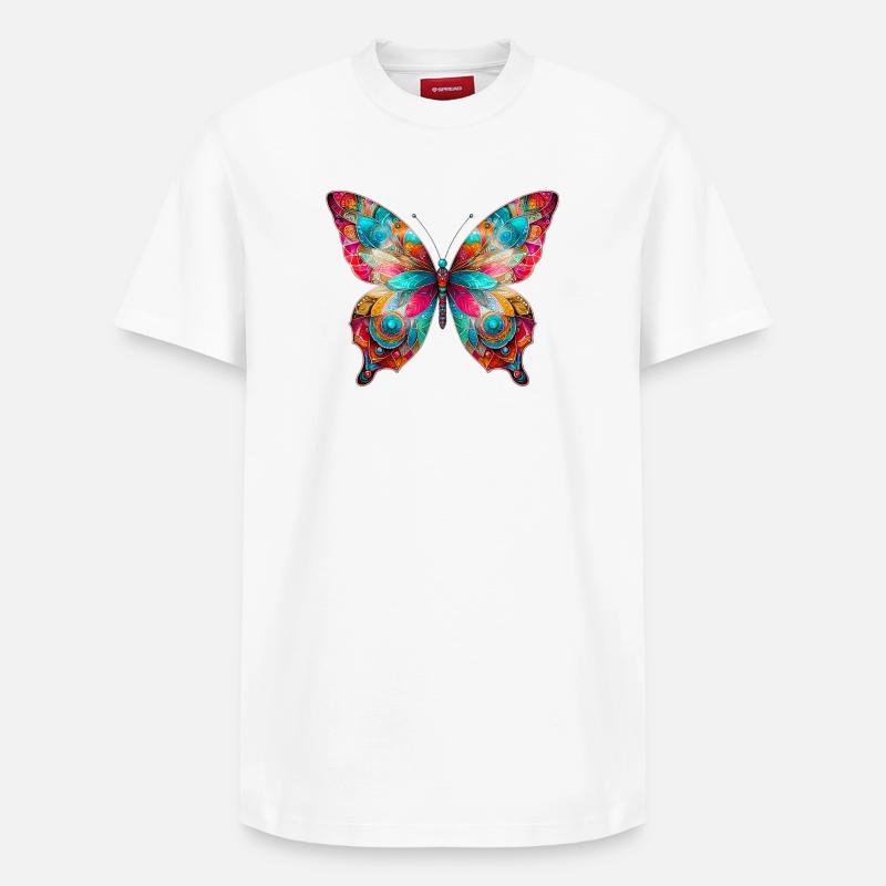 Schmetterling - Relaxed Unisex Supima Cotton T-Shirt – von SPREAD - Weiß