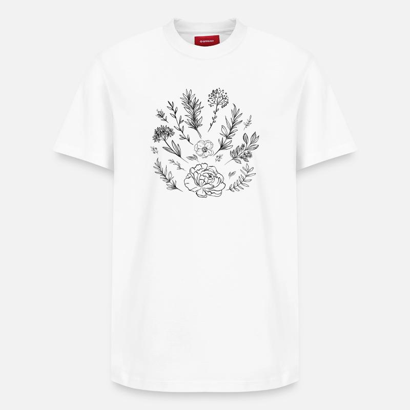 Croquis de fleurs - T-shirt unisexe décontracté en coton Supima – de SPREAD - blanc