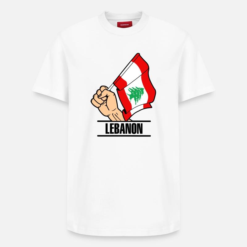 Flagge Libanon faust text LIBANON - Relaxed Unisex Supima Cotton T-Shirt – von SPREAD - Weiß