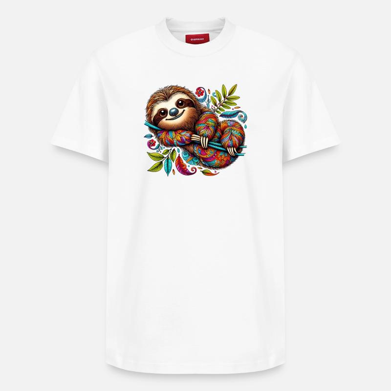 Faultier - Relaxed Unisex Supima Cotton T-Shirt – von SPREAD - Weiß