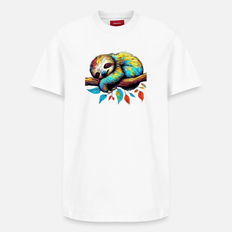 Faultier - Relaxed Unisex Supima Cotton T-Shirt – von SPREAD - Weiß