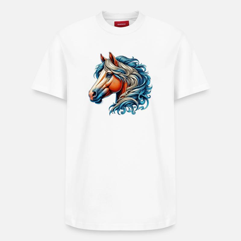 Pferd - Relaxed Unisex Supima Cotton T-Shirt – von SPREAD - Weiß