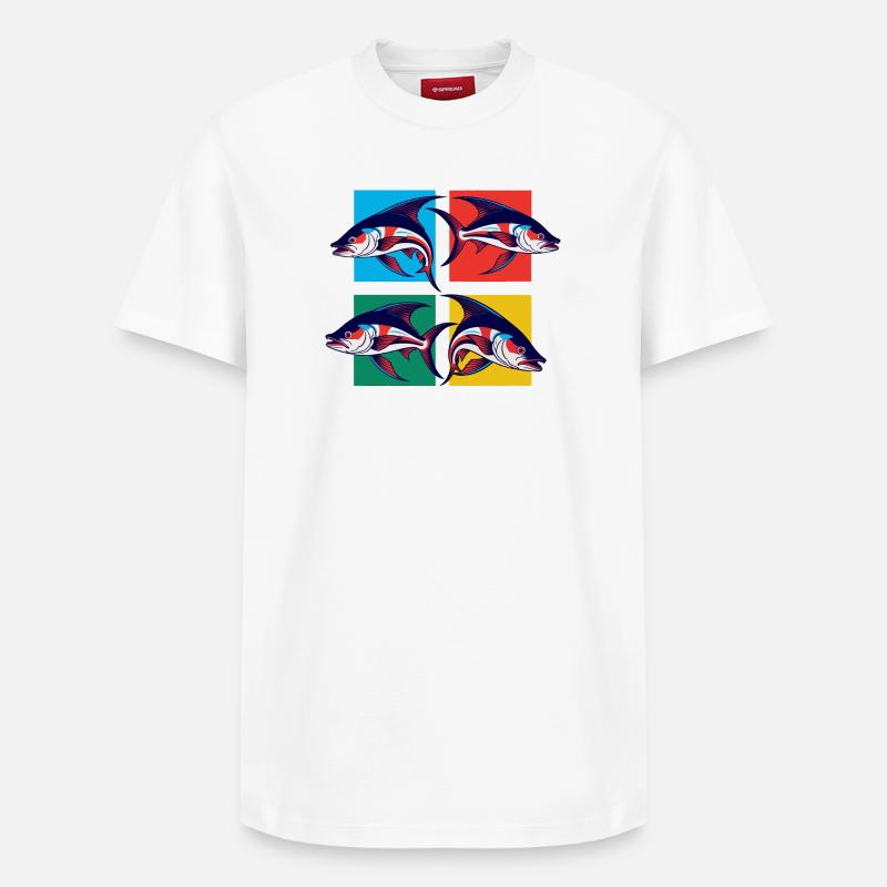 Poissons - T-shirt unisexe décontracté en coton Supima – de SPREAD - blanc