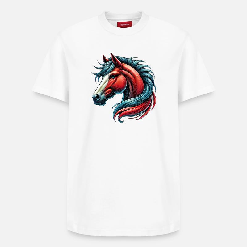 Pferd - Relaxed Unisex Supima Cotton T-Shirt – von SPREAD - Weiß