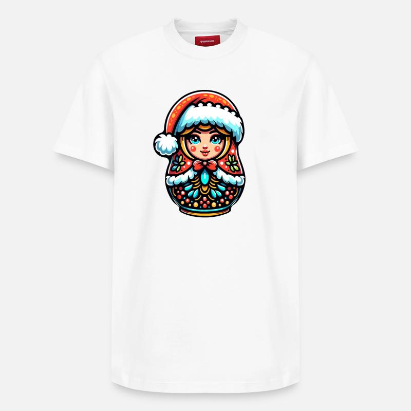 Matriochka russe Noël Russie - T-shirt unisexe décontracté en coton Supima – de SPREAD - blanc