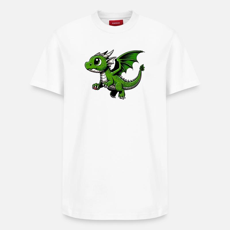 Drache - Relaxed Unisex Supima Cotton T-Shirt – von SPREAD - Weiß