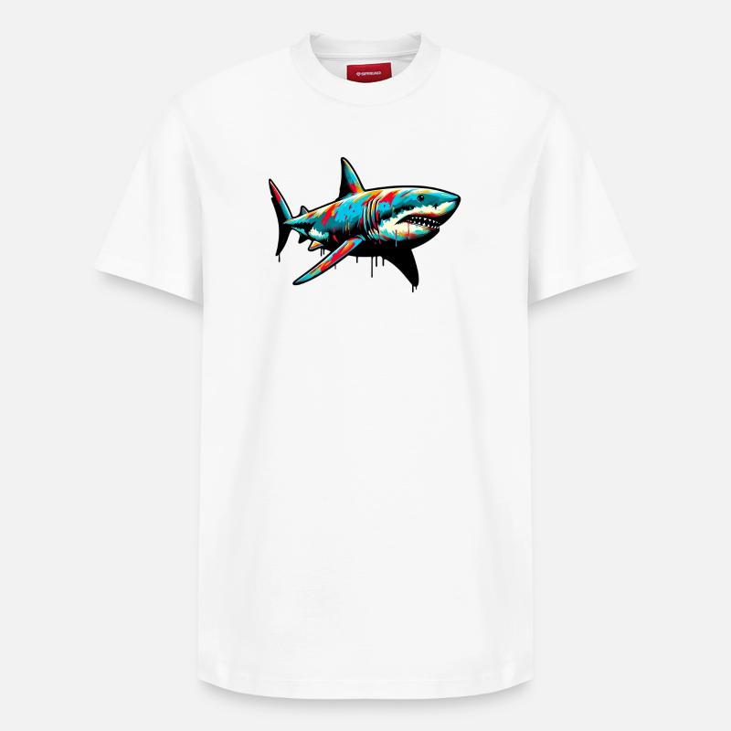 Requin - T-shirt unisexe décontracté en coton Supima – de SPREAD - blanc