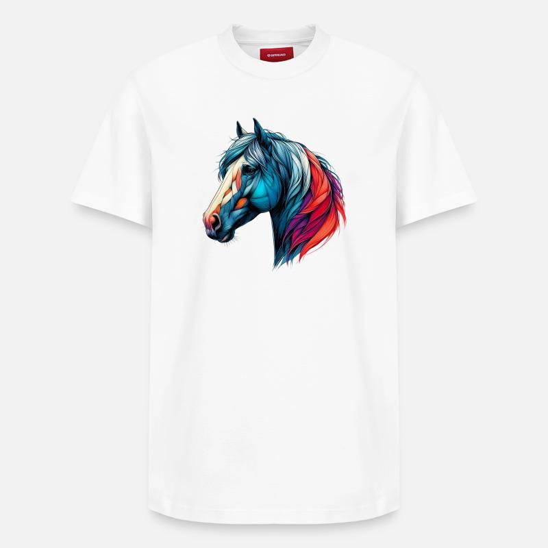 Cheval - T-shirt unisexe décontracté en coton Supima – de SPREAD - blanc