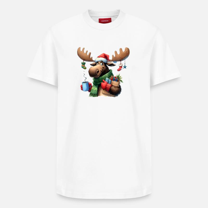 Joie d’hiver de renne - T-shirt unisexe décontracté en coton Supima – de SPREAD - blanc