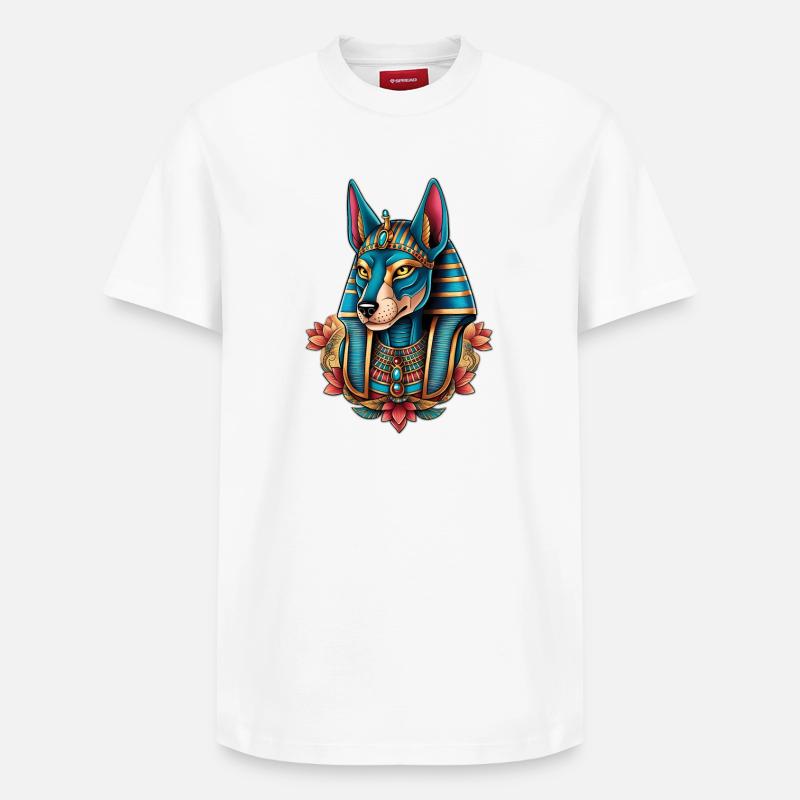 Illustration von Anubis - Relaxed Unisex Supima Cotton T-Shirt – von SPREAD - Weiß