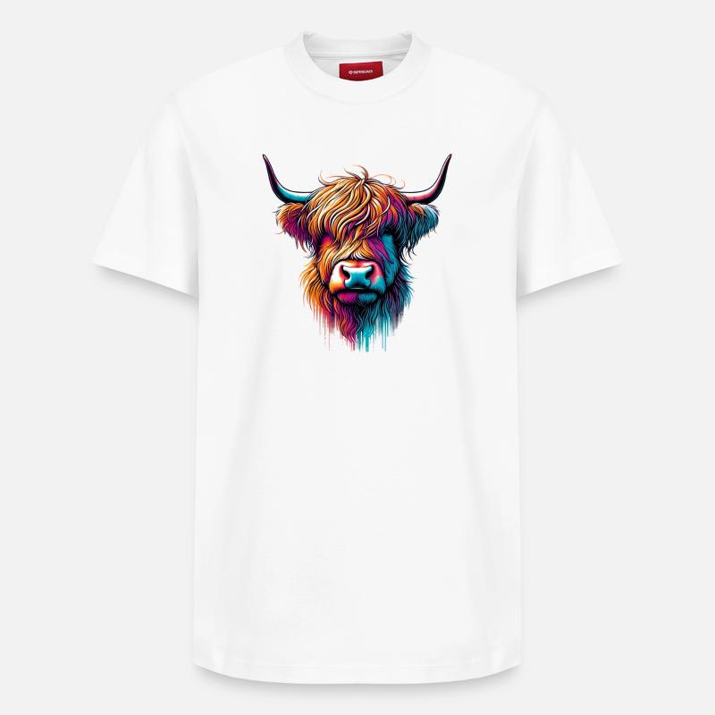 Vache écossaise des Highlands - T-shirt unisexe décontracté en coton Supima – de SPREAD - blanc