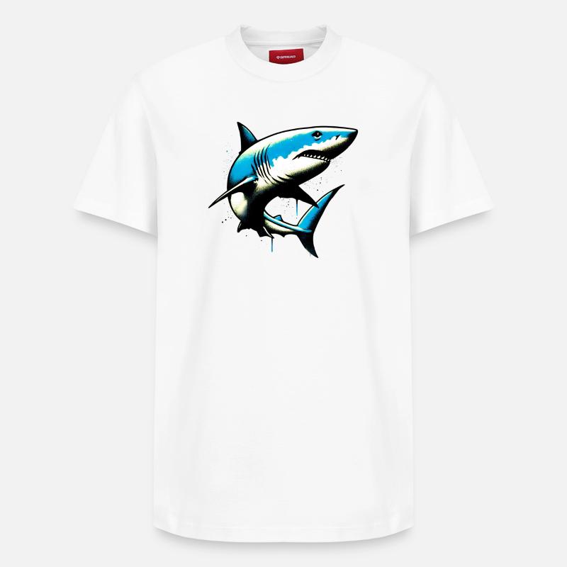 Requin - T-shirt unisexe décontracté en coton Supima – de SPREAD - blanc