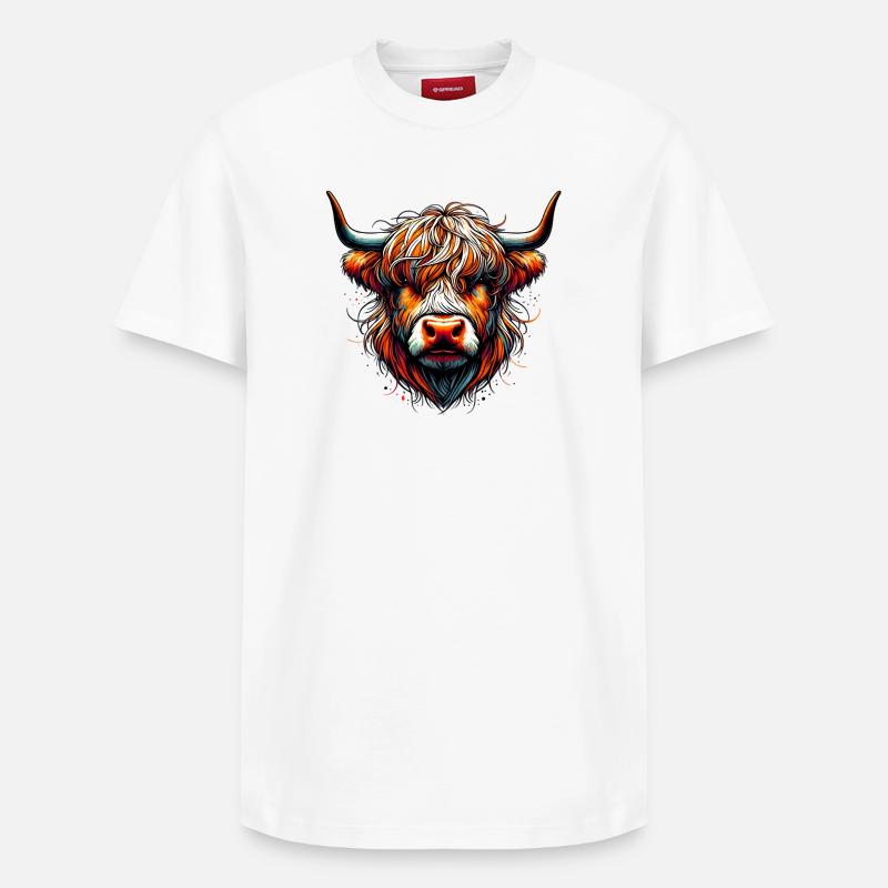 Vache écossaise des Highlands - T-shirt unisexe décontracté en coton Supima – de SPREAD - blanc