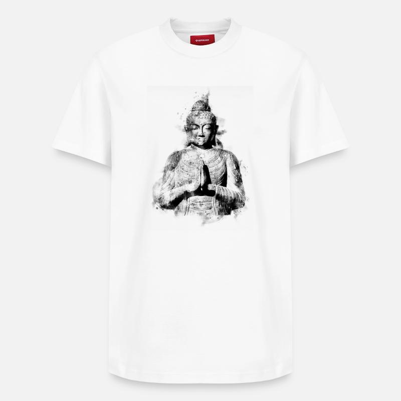 Buddha - Relaxed Unisex Supima Cotton T-Shirt – von SPREAD - Weiß