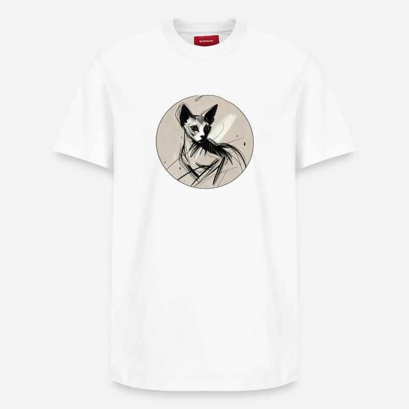 Sphynx portrait Kira - T-shirt unisexe décontracté en coton Supima – de SPREAD - blanc