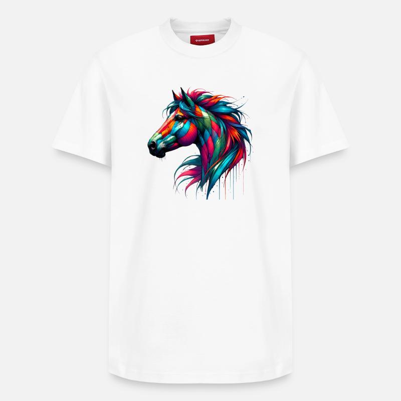 Pferd - Relaxed Unisex Supima Cotton T-Shirt – von SPREAD - Weiß
