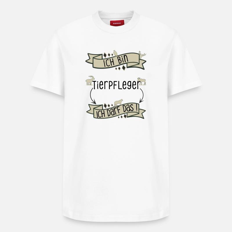 Lustiger Tierpfleger Spruch - ich darf das! - Relaxed Unisex Supima Cotton T-Shirt – von SPREAD - Weiß