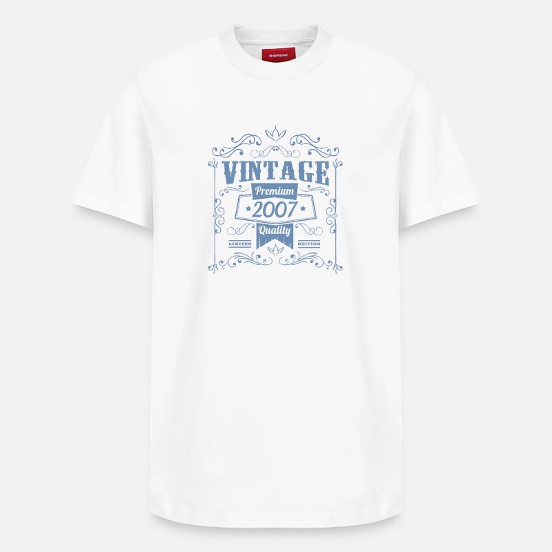 Millésime d’anniversaire 2007 - T-shirt unisexe décontracté en coton Supima – de SPREAD - blanc
