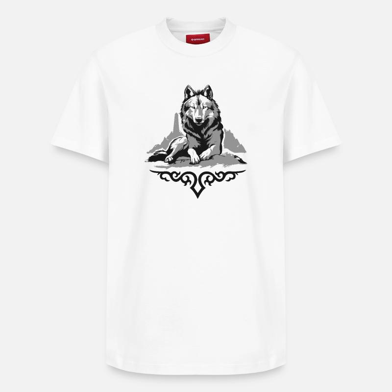 Loup du Caucase - T-shirt unisexe décontracté en coton Supima – de SPREAD - blanc