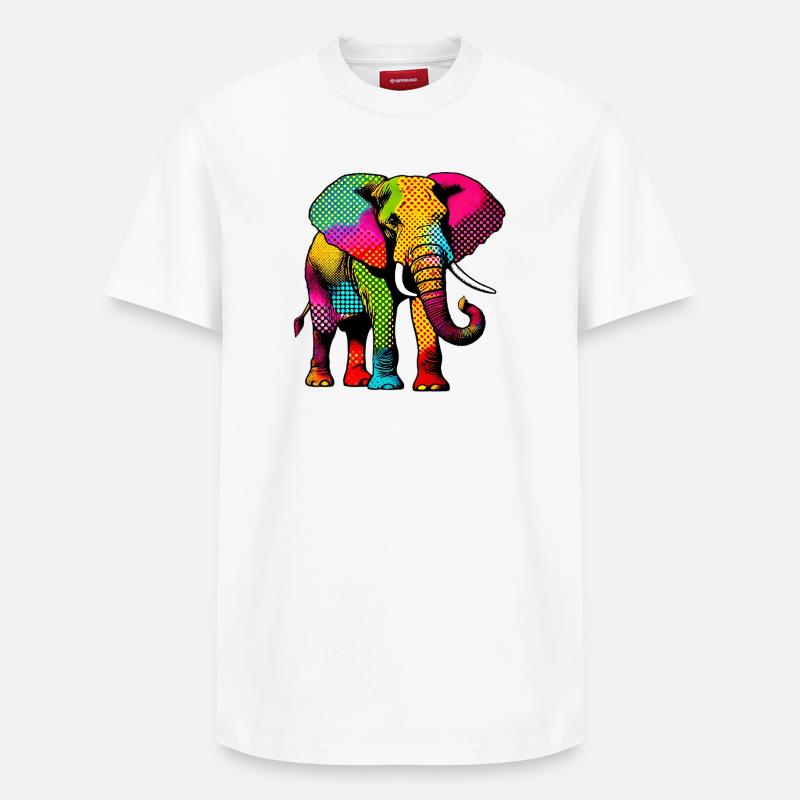 Éléphant - T-shirt unisexe décontracté en coton Supima – de SPREAD - blanc