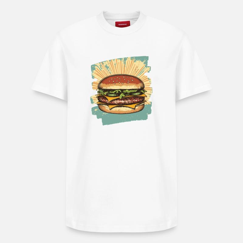 Burger Rétro - T-shirt unisexe décontracté en coton Supima – de SPREAD - blanc