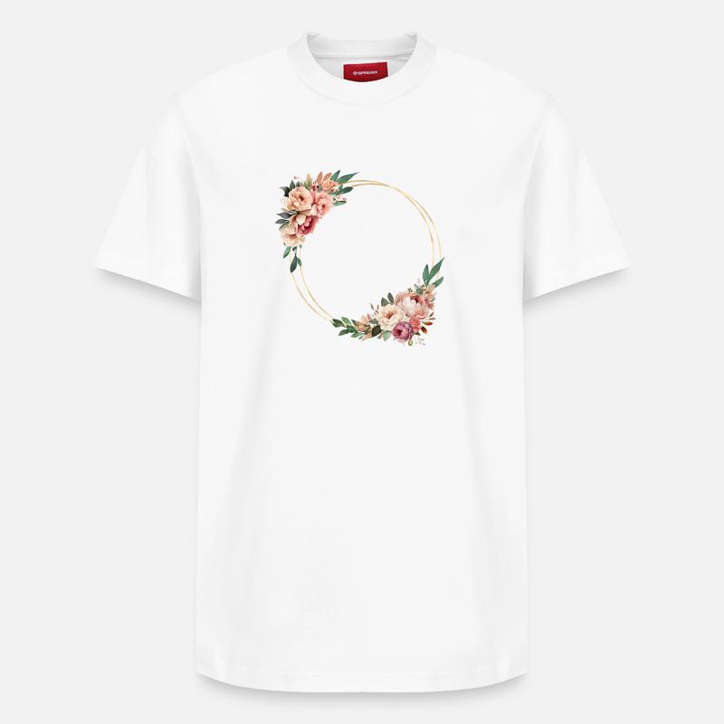 Couronne de fleurs rustique, personnalisable - T-shirt unisexe décontracté en coton Supima – de SPREAD - blanc