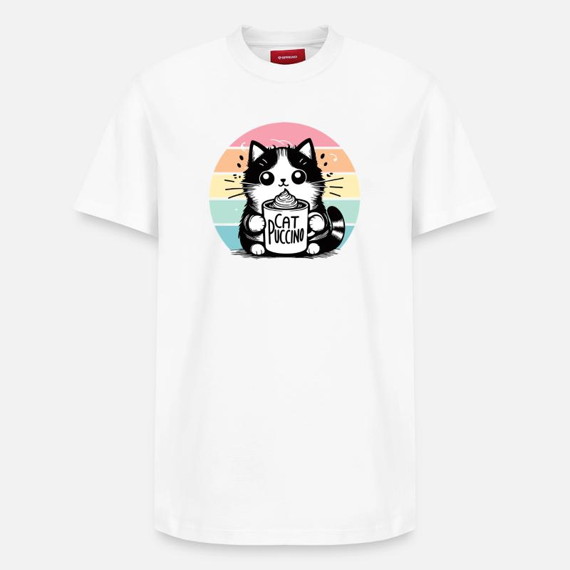 Catpuccino 3 - T-shirt unisexe décontracté en coton Supima – de SPREAD - blanc